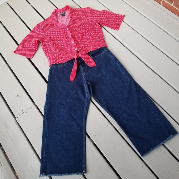 LEVI 577 frayed hem sz 10 cropped flared jeans - Picture 10 of 10